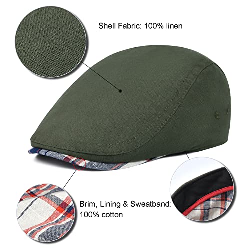 Jangoul Linen Cap Irish Flat Cap For Men Fitted Newsboy Cap Adjustable Ivy Gatsby Hat thumb #1