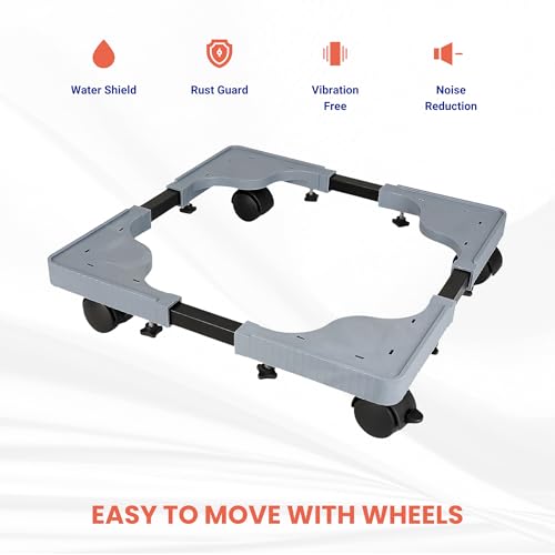 Image of SoraChi Washing Machine Stand w /Wheels & Vibration Control-Elevates Appliance for Water Protection & Rust Prevention-Durable Plastic-Iron Construction for Front & Top Load Washers (Grey Plastic)