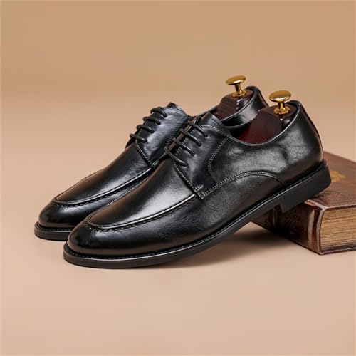 Mens Genuine Leather Dress Shoes Oxford Style Formal Classic Lace Up Business Casual Uniform Modern Work Wedding Shoes3