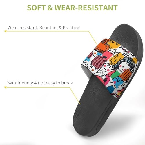 Cartoon Faces Hand-Drawn Graffiti Slippers for Men Wormen Shower Bathroom Slipper Indoor Beach Non Slip Sandal3
