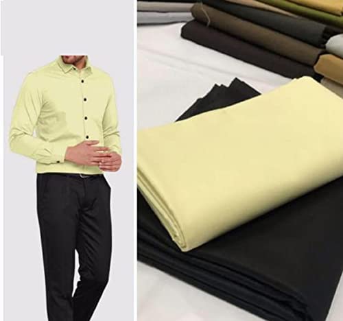 Image of Pri & Su CottLinns Combo of Cotton Shirt and Trouser Fabric Unstitched Desire (lite Yellow -90009)