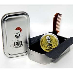 Moustache Wax & Beard Kit for Men – Pocket Sized Beard & Mustache Wax & Comb in Silver Tin | Free Ultimate Beard Growth Guide Ebook | Stocking Filler, Valentines, Secret Santa, Birthday Gifts for Men