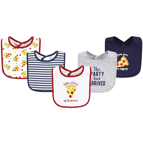 Image of Hudson Baby Infant Boy Cotton Bibs, Pizza Slice Of Heaven, One Size