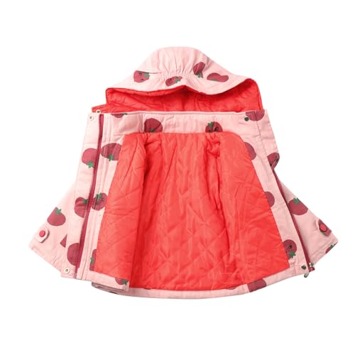 Mud Kingdom Girls Padded Jacket with Hood Tomato Print Pocket Warm Outerwear Zip Up Winter3