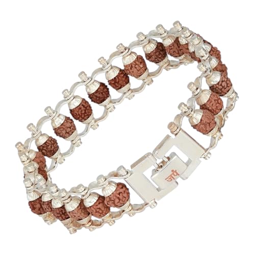Image of Japam Silver Modern Rudraksha Bracelet | Authenticity Certificate | Bracelet for Medidation and Prayers | Unisex Design for Men and Women