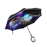 ALAZA Music Violin Modern Windproof Inverted Open Close Reverse Rain Umbrella Inside Out Quality...