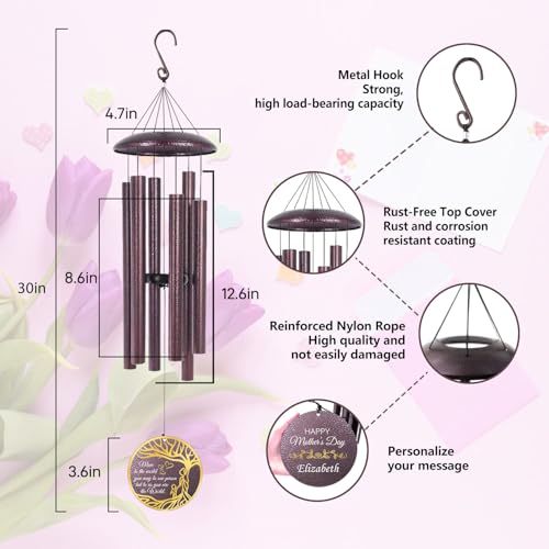 Image of Birthday Gifts for Mom, Personalized Wind Chime Tree of Life, for Mommy from Son Daughter, Happy Mother Day for the Best Mom