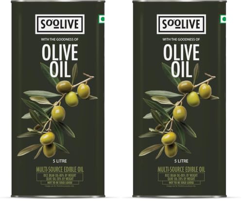 Image of Jivo So-Olive Oil 5L | Blend of Rice Bran & Olive Oil | Ideal for Daily Cooking & Frying (Pack of 2)
