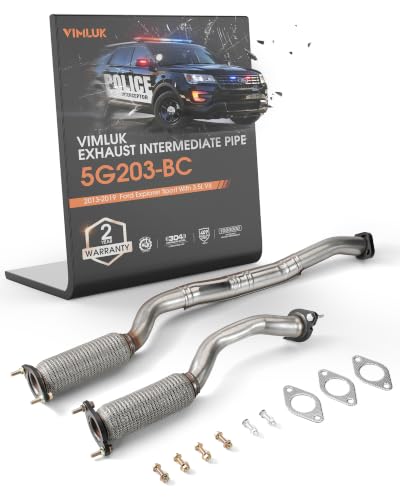 VIMLUK Exhaust Intermediate Pipe & Exhasut Front Flex Pipe - Compatible with 2013-2019 Ford Explorer Sport 3.5L EcoBoost V6, Police Interceptor Utility 3.5L & 16-19 Explorer Platinum(VK-5G203-BC)
