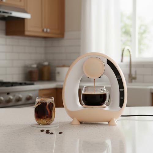 Image of Mini Q Single Serve Coffee Maker | Portable Coffee & Tea Machine for Ground Coffee | Intelligent Temp Control, Quiet Operation (Cream)