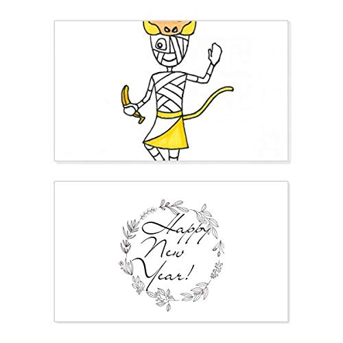 Tarjeta de año nuevo egipcia Mummy Horus con diseño de mono para felicitar a mamá