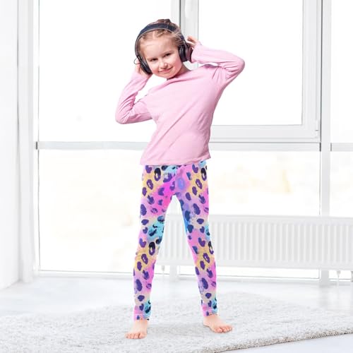KLL Holographic Leopard Print on Gradient Toddler Girls Cotton Pants Casual High Waisted Yoga Pants Sports4
