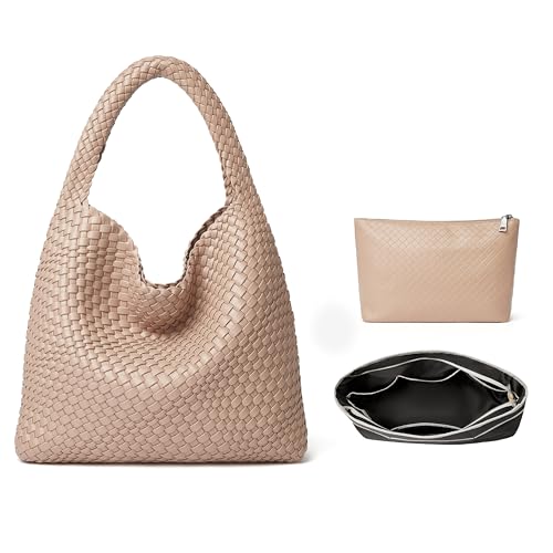 DAILANDO Fashion Woven Tote Bag for Women, Large Capacity Designer Shoulder Weave Hobo Purse