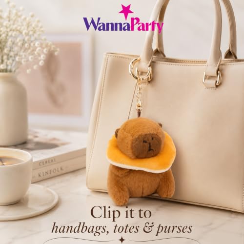 Image of Wanna Party Cute Capybara Plush Keychain, Brown Soft Animal Bag Charm for Kids, Girls & Teens