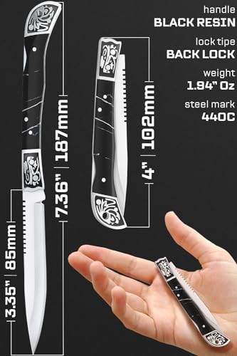 Image of Grand Way Pocket Knife for Men - 4 inch Slim Folding Knife with Back Lock - Cool Design Resin Handle - Best Knives for EDC Outdoor - Best Gifts for Women 806