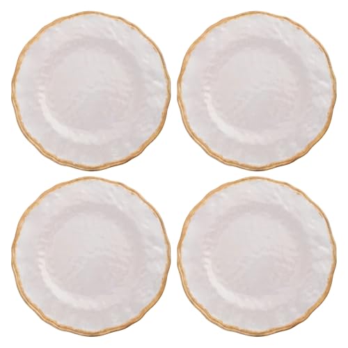 Image of Karma, 8.75 inches Melamine Salad Plates Set of 4, Reusable Dishwasher Safe Plates for Outdoor and Indoor, Heirloom Creme