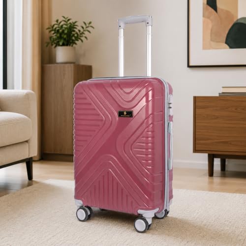 Image of Medium Check-in Suitcase in Maroon, Polypropylene Hard Shell Luggage, 64 cm, 360 Degree 8-Wheel Spinner with Number Lock