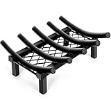 Permade Fireplace Grate with Ember Retainer, 14 Inch Fireplace Log Grate, Heavy Duty Steel Fire Grate, 3/5" Bar Wood Stove Grate,Chimney Hearth Rack Holder for Outdoor Camping Fire Pit,Indoor