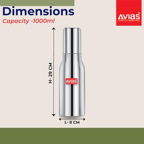 Image of AVIAS Ezee Stainless Steel 1 Litres Easy Flow Stainless Steel Oil Dispenser Bottle with Cap | Air-Tight Spill-Proof | Food Grade Pourer Drizzler 1000ml Oil Can Container1000ml
