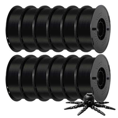 Image of Kingroon PLA Filament,12 Rolls, Dimensional Accuracy + /- 0.02 mm, 12kg Spool(26.5lbs), 1.75 mm, Black