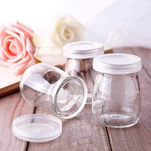 Image of CROCO JAR Pudding Glass Jar with Lid | Reusable Yogurt Glass Container | Small Airtight Glass Jars for Dessert, Custard, Jam, Kitchen Storage & Serving | 150ml, Set of 6