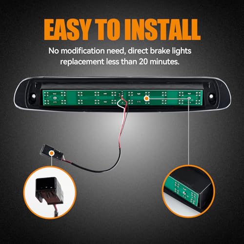 Image of Third 3rd Brake Light, LED High Mount Stop Light for 2007-2013 Chevy Silverado /GMC Sierra 1500 2500HD 3500HD, Rear Center Cab Roof Tail Cargo Lamp, Clear Lens