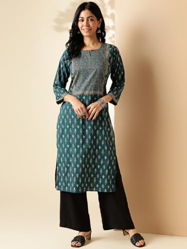 Image of Vbuyz Women's Floral Printed Straight Cotton Special wear Kurtas for Women | Cotton Kurtas for Women | A-Line Kurtas Kurtis | Designer Kurta | Kurtas for Women | Printed Kurtas