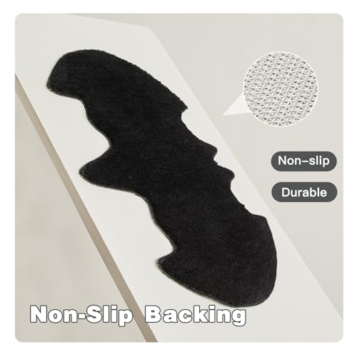 Halloween Bathroom Rug, Bat Bath Mat Super Absorbant Bathroom Rugs Non-Slip Washable Gothic Bat Shaped Floor Mat Halloween Decor, 24''x36'', Black