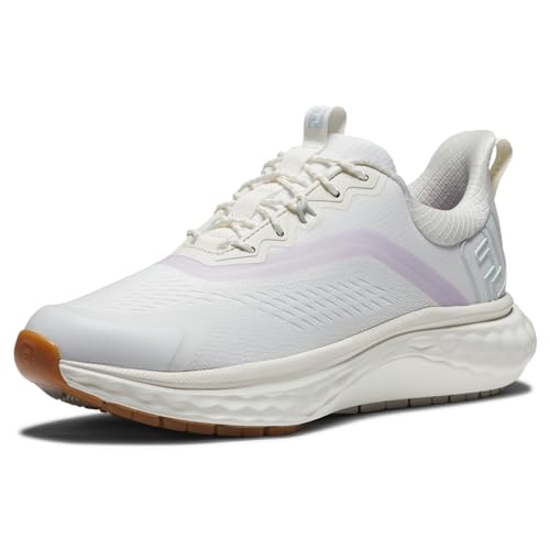 FootJoy Women's FJ Quantum Golf Shoe, Cream/Purple/Blue, 8