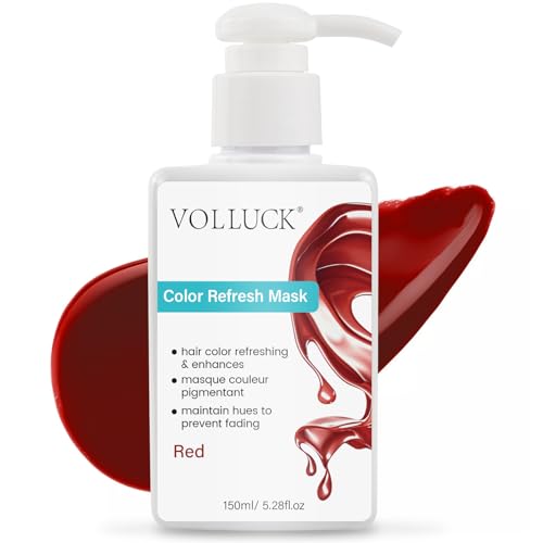 VOLLUCK Color Depositing Conditioner 3-in-1 Cruelty-free Color Depositing Hair Mask for Enhances Shine & Softness Non-foaming for All Hair Types (Red 5.28 Fl oz)