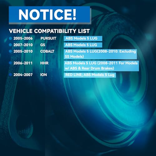 Image of Detroit Axle - 5 Lugs Front Wheel Bearing Hubs for Chevy Cobalt HHR Saturn Ion Pontiac Pursuit G5 [ABS Models] Wheel Bearing and Hubs Assembly Set Pair Hubs Replacement