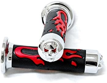 ATVs And Watercrafts Flame Gel Style Hand Grips With Skull Red Color Quad Compatible with Yamaha Polaris Seadoo Bombardier Jet Ski Honda Foreman Recon Kawasaki Brute Force Prairie Bruin Grizzly Kodiak