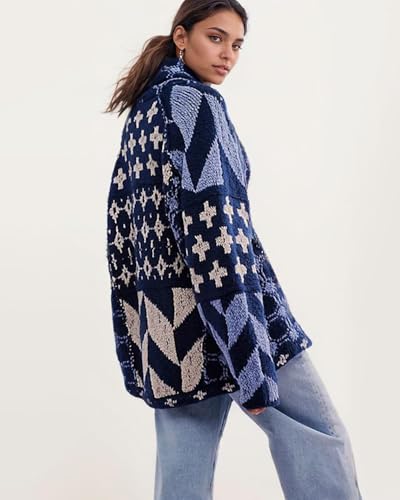 Image of LaurelTree Womens Cardigan Sweaters Open Front Button up Weaters Y2k Knit Chunky Winter Outerwear Coats with Hem Drawstring