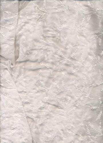 Tissu mousseline brodé perles blanches de 111cm pour haute couture