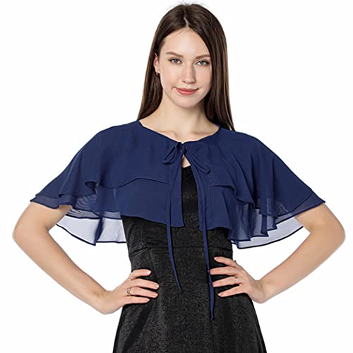 Aukmla Women Chiffon Shawls and Wrap 2 Tiers Wedding Cape Cover Up Bridal Accessories for Brides and Bridesmaid