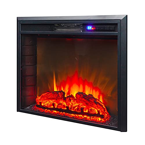 Fireblaze Electric Fireplace Sparta 26 Inch - Flat Front Glass Led Fireplace Insert With Remote Control - Adjustable Heating, Sound, Brightness, Timer - 2-Way Recessed Installation - Heats 400 Sq Ft #TOP1