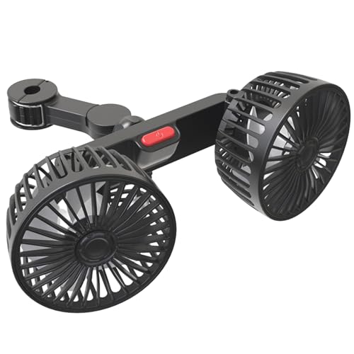 Ventilador Para Asiento De Coche | Ventilador Para El Asiento Trasero Del Coche | Rotación De Treinta Y Seis Grados Con Doble Cabeza Portátil Velocidades Ajustables Enfriamiento Para Camping Playa Cin