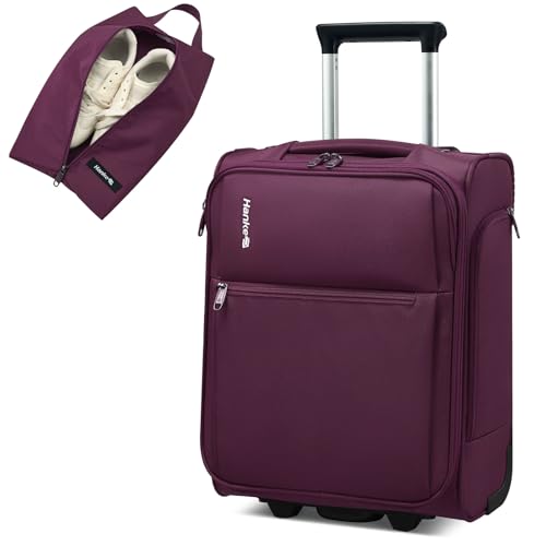 Image of Hanke Underseat Carry On Luggage with Wheels, 17 Inch Rolling Bag, Purple
