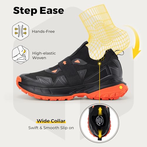 FitVille Men's Extra Wide Slip On Shoes Comfortable Orthopedic Hiking Sneakers with Arch Support Slip Resistant Trekking Walking Shoes for Travel Camping3