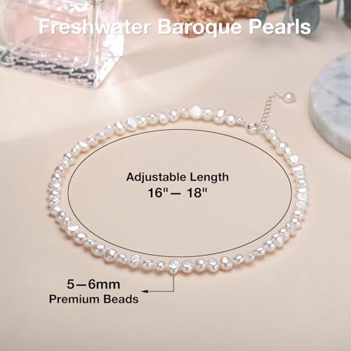Natural Pearls Choker Necklace for Women Freshwater Baroque Pearl Strand Necklace Chain Cultured Baroque Pearl 925 Sterling Silver Clasp Choker3
