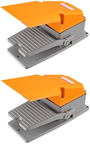 XYWHPGV Industrial Electric Foot Switch Non-slip Momentary SPDT NO NC 380V 15A With Cover, Aluminum Housing 2pcs(0768a 9a86b 37ff2 2393b 6143e 0d342