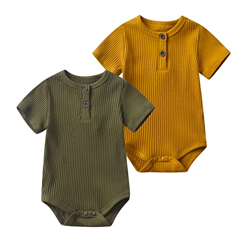 Image of Lala Bear Baby Girl Boy 2 Pack Solid Long Sleeve Romper Bodysuit Clothes