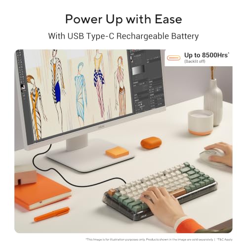 Image of ASUS Jelly75 Keyboard KD201, Wireless Mechanical Keyboard, Hot-Swappable Switches, Gasket Mount, Backlit, 5-Device Support, USB Type-C Rechargeable Battery,Compatible with Windows /MacOS, Orange Meadow