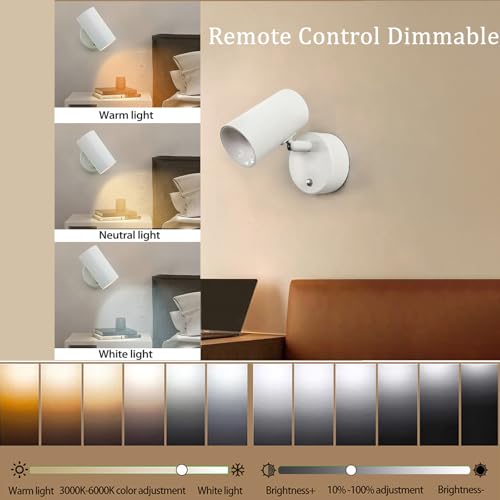 Lámparas de pared con control táctil y mando giratorio de interior negro 5