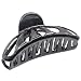 Parcelona French Rain Drop Large Black Covered Spring Celluloid Jaw Hair Claw Clip Clamp Clutcher - 4 Inch