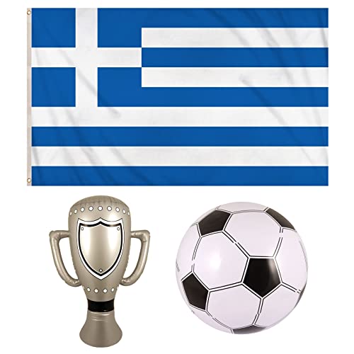 Trofeo inflable de Grecia con ojales metálicos estables para colgar en fiestas de la Copa Mundial