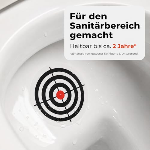 LK-Trend & Style WC Aufkleber Set, Toiletten Aufkleber/Urinal Sticker, transparente Zielhilfe, Motive Fliege, Fußball, Bierglas, Bullauge, Ø 20–30 mm, wasserfest, für WC-Schüssel & Pissoir