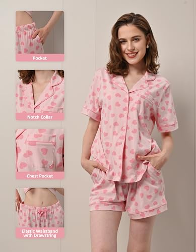 Image of NAP BOUND 100% Cotton Pajamas for Women Sets 2 Pieces Pjs Button short sleeves with Pockets Soft Sleepwear Loungewear XS-XXL