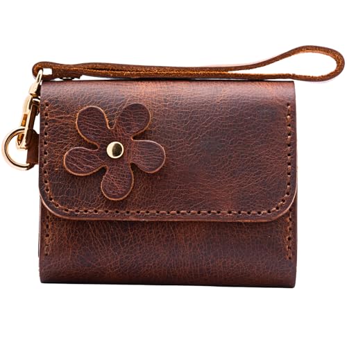 Craftivor Genuine Leather Handmade Wallet for Women Wristlet Women Wallet Handstitched & Zipper Coin Pouch Mini Small Credit Card Holder