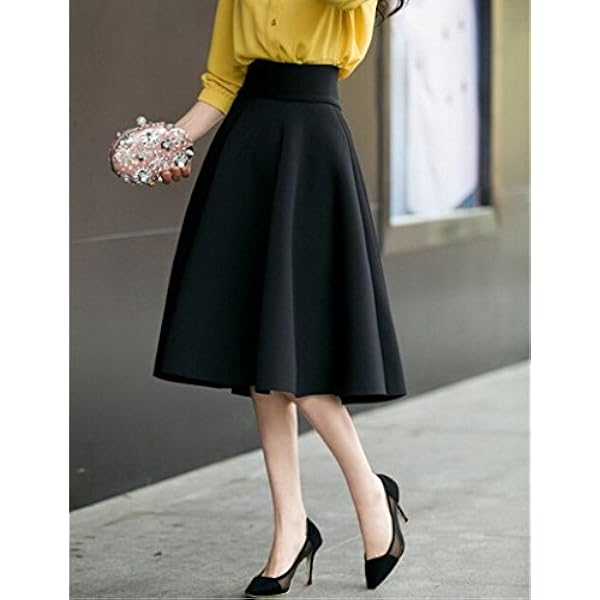 BiilyLi Donna Alta Vita Gonna Plissettata Midi Maxi Gonne Lunghe Moda Colore Solido Gonna Partito gonne